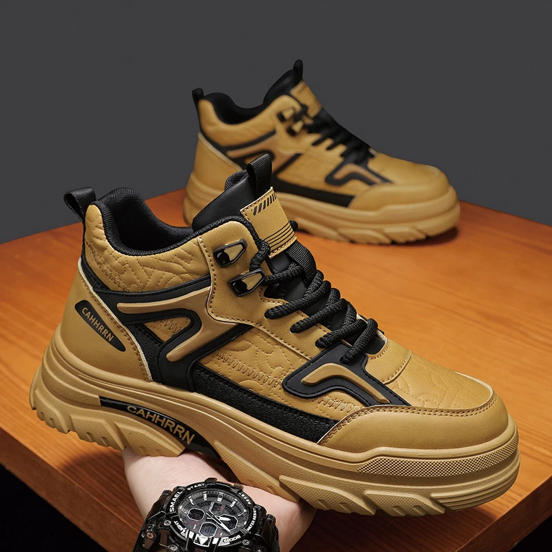 森刻男士2024秋季新款潮流时尚百搭马丁靴户外防滑耐磨厚底工装鞋