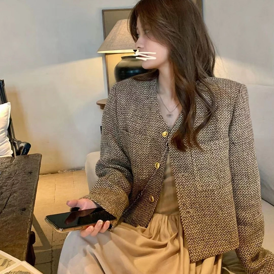 T-01 外套女复古小香风财阀千金编织开衫设计感小众短款百搭上衣