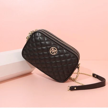 梦特娇真皮包包经典款精致菱格百搭斜挎包小香风女士包黑色耐磨潮