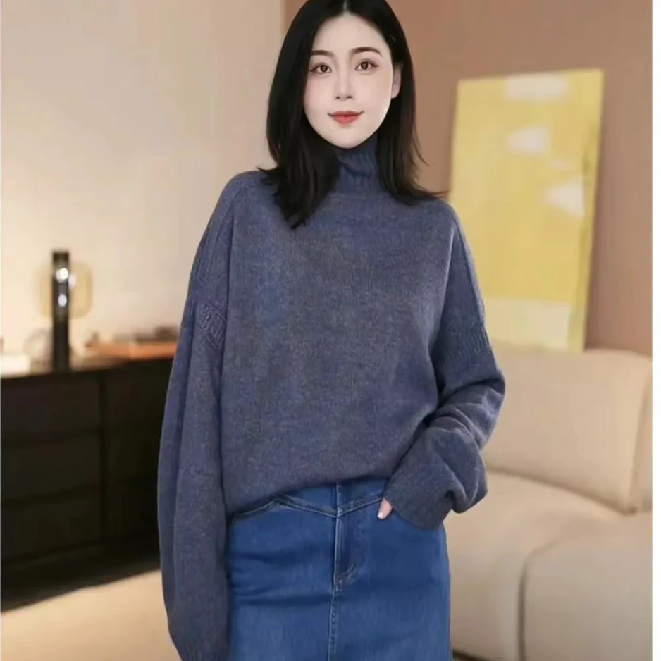 哥弟宽松极简风百搭高领时尚休闲针织套头毛衣1399724
