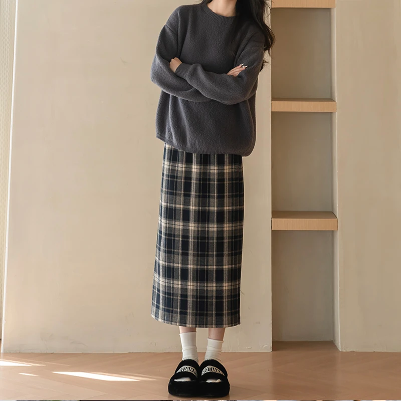 小岭风季 瞳福掌柜原创美拉德穿搭JK制服学生装慵懒秋冬毛衣长裙