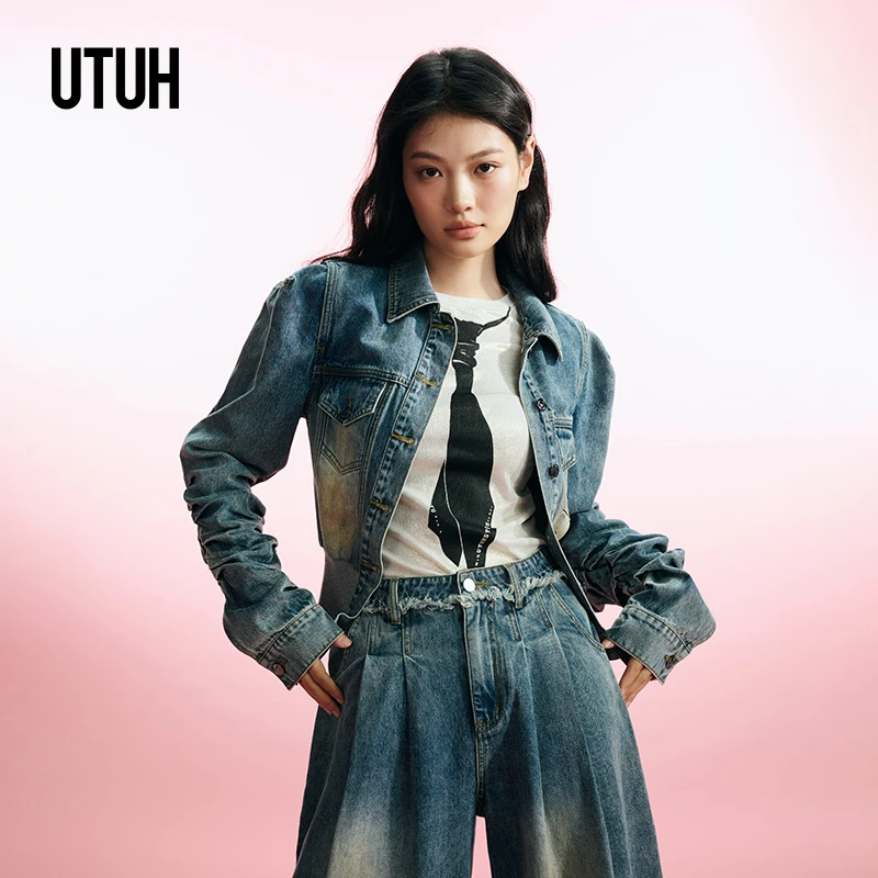 UTUH牛仔蓝色牛仔外套TDWFA1W193