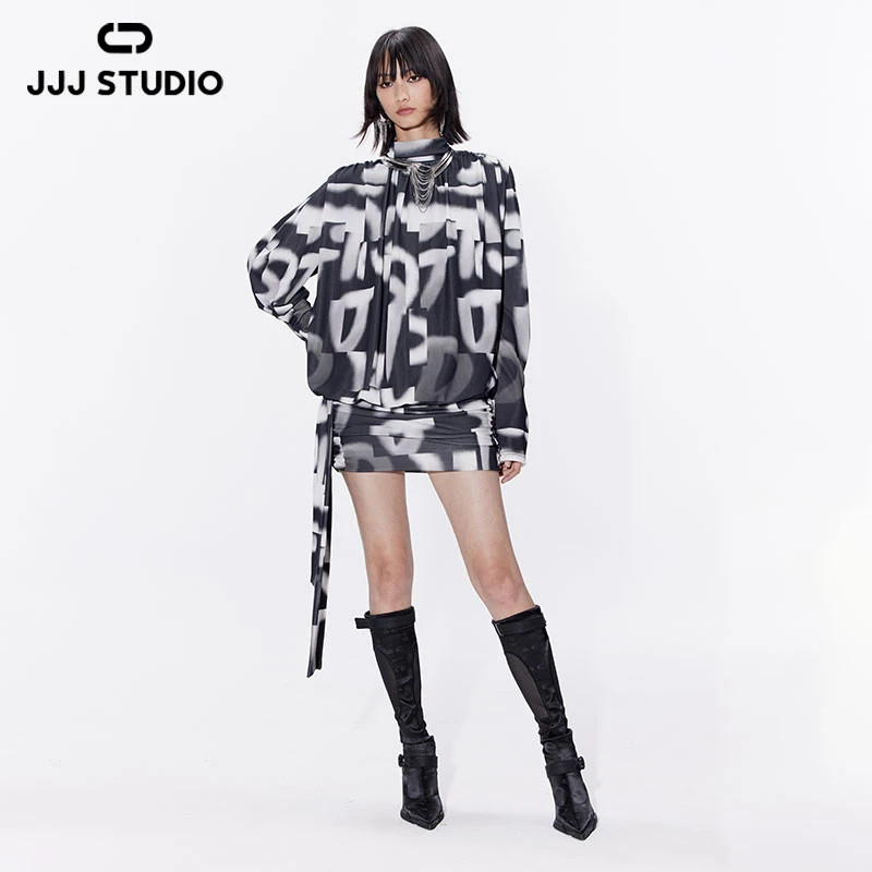 JJJ STUDIO 黑白花色连衣裙 JLWSA1L234
