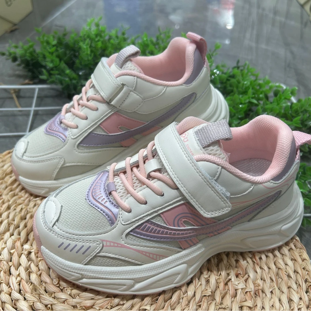 1398粉色黑色超纤网鞋26-37码