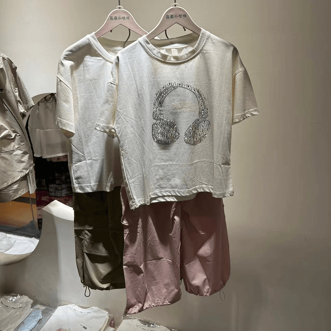 019大童女童耳机款粉色卡其色套装130-170