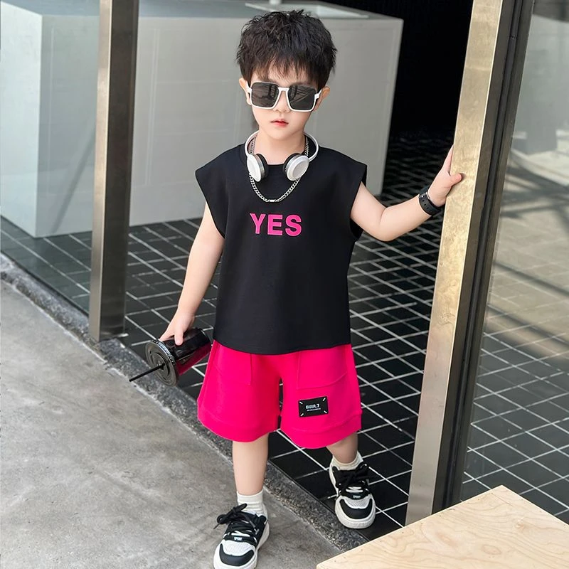 【洋气运动套装】韩系时髦夏装新款潮流帅气休闲儿童夏季无袖科学