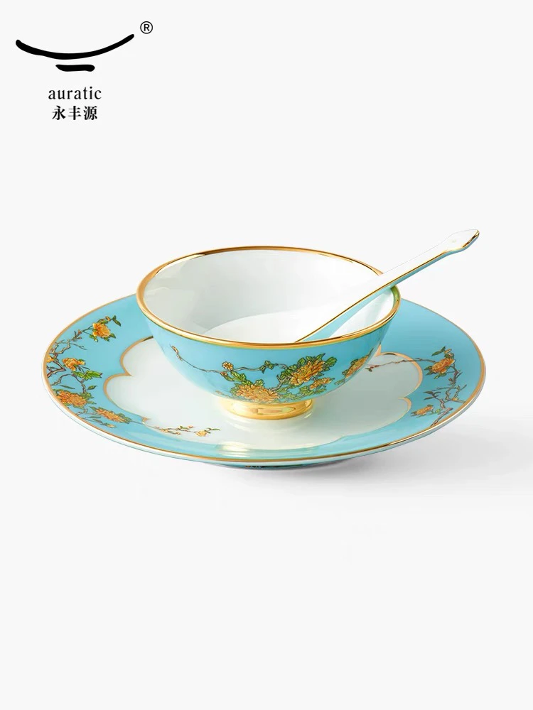 【一人食】夫人瓷西湖蓝3头餐具单人饭碗骨碟调羹-安全包装