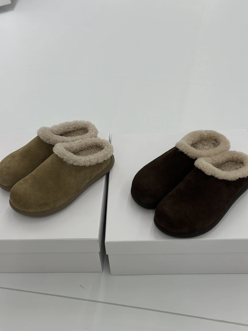 JOUOCOKO设计师品牌皮毛一体一脚蹬半拖鞋