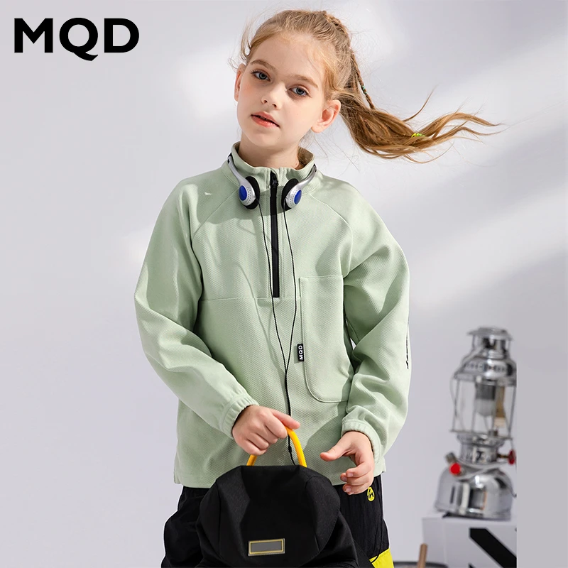 MQD童装女童春秋长袖立领拉链儿童卫衣运动时尚户外大童TT4310604