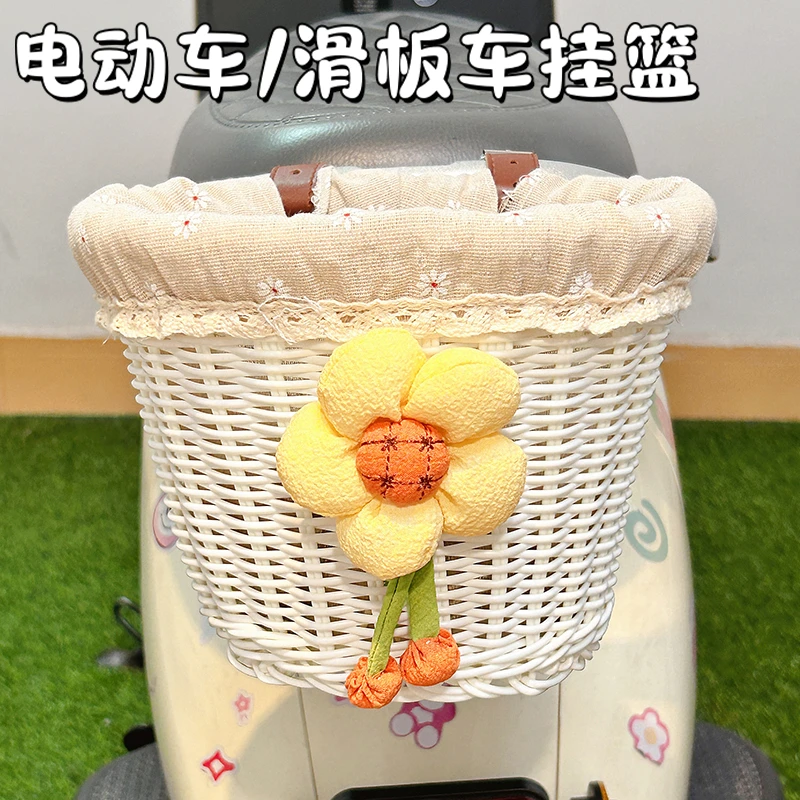 电动车后置储物筐放东西神器可爱卡通电瓶车后尾挂篮置物兜菜篮子