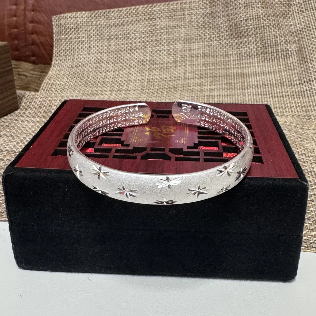 足银手镯 【25号】满天星心经手镯足银9999