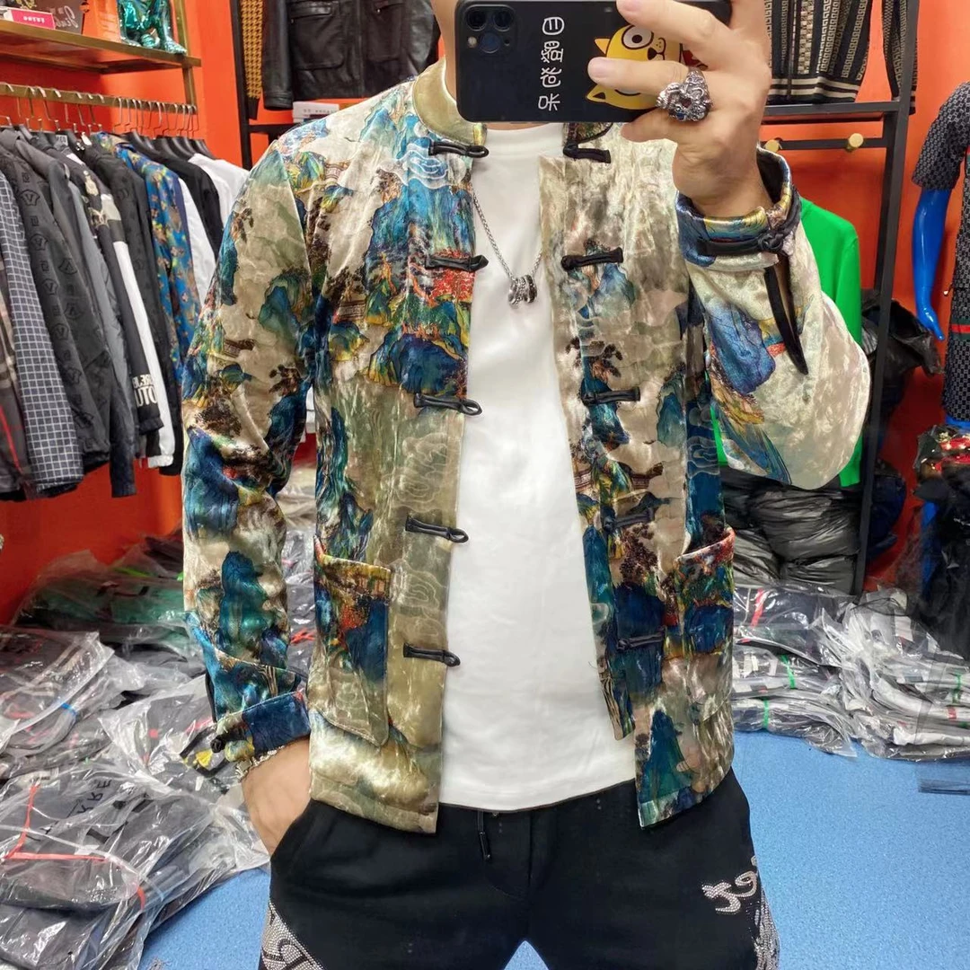 2025年秋季新款唐装国风外套潮流中国风休闲男外套立领303款男士