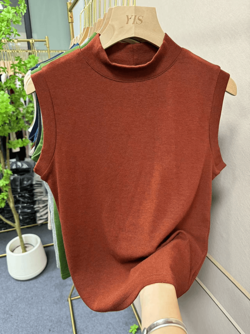 混衣舍立领春秋百搭舒适柔软亲肤打底衫单穿ins时尚网感背心99605