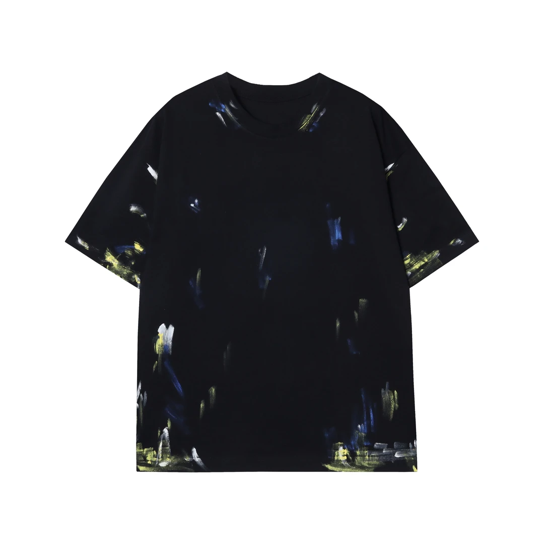 T602夏季新品短袖T恤宽松时尚复古印花涂鸦上衣潮流个性圆领嘻哈