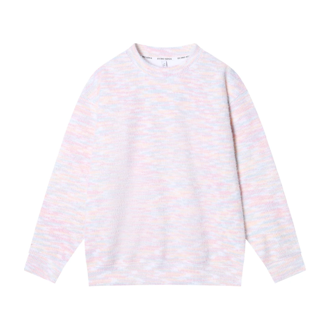 MY131季新款美式渐变彩虹圆领套头针织卫衣休闲时尚户外宽松长袖