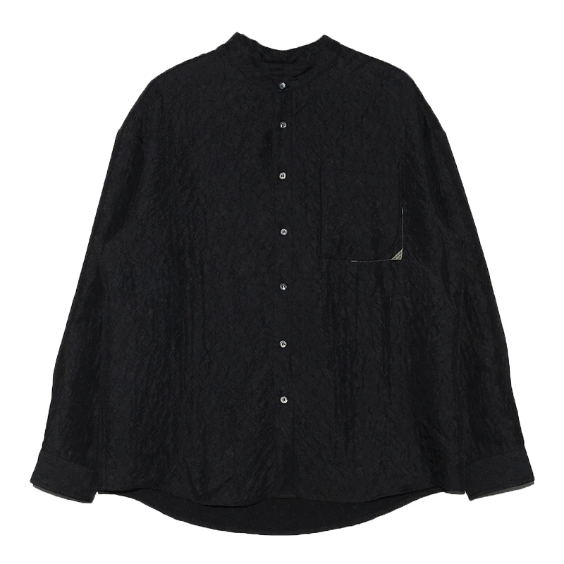 WZ68早春新款日系复古潮流立领百搭宽松休闲气质纯色长袖衬衫