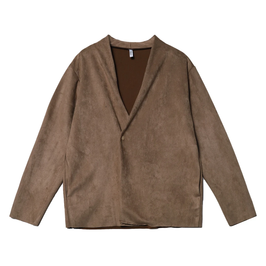 WT08新款美式复古简约风轻奢夹克男士休闲宽松时尚长袖外套上衣