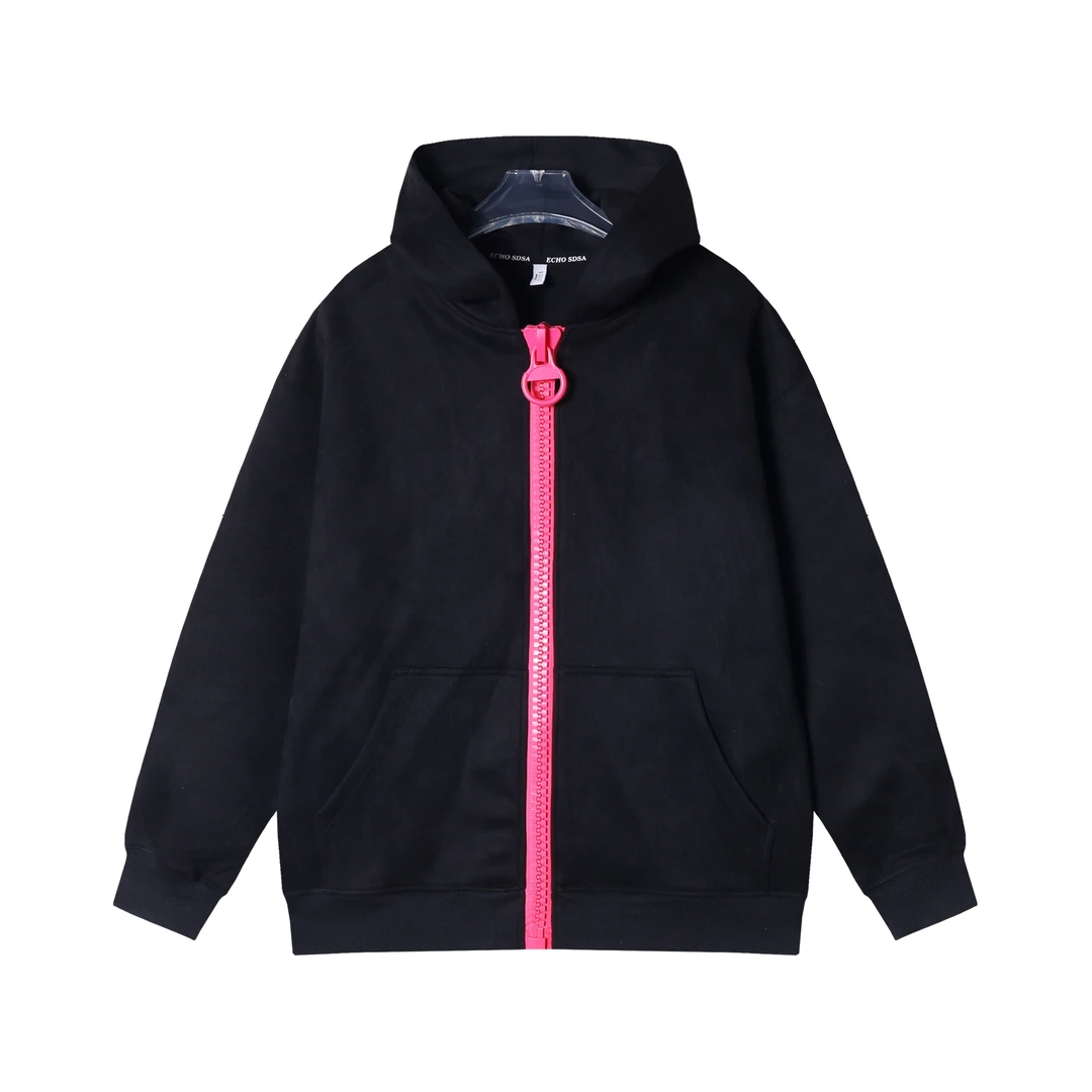 WT118新款时尚个性撞色拉链连帽卫衣外套休闲百搭运动美式上衣