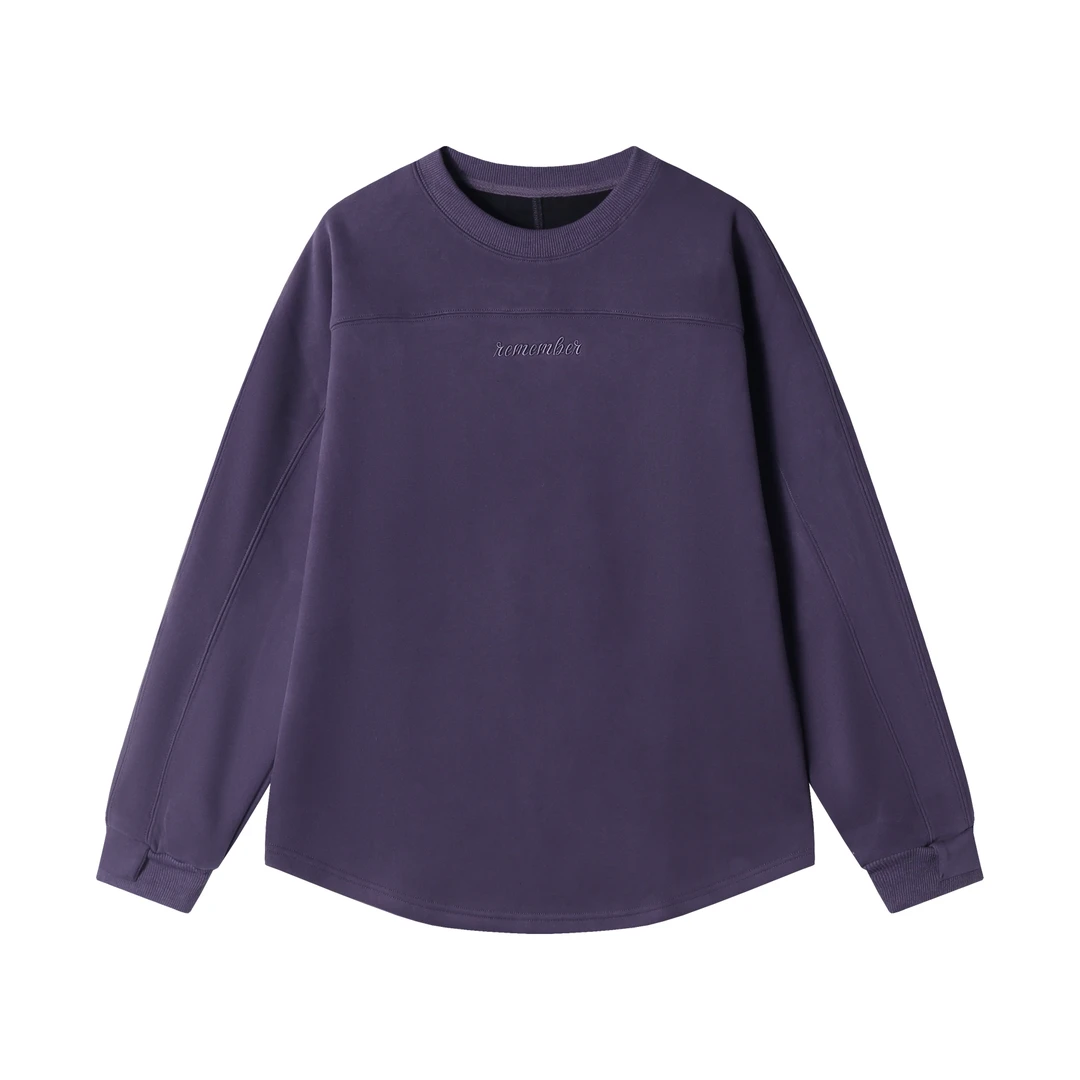 秋冬季新款时尚个性美式绒感卫衣百搭字母刺绣拼接纯色宽松上衣