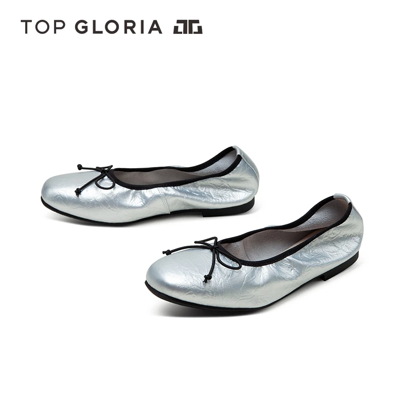 汤普葛罗2004早秋新款甜心蝴蝶结芭蕾鞋舒适圆头柔软平底单鞋女