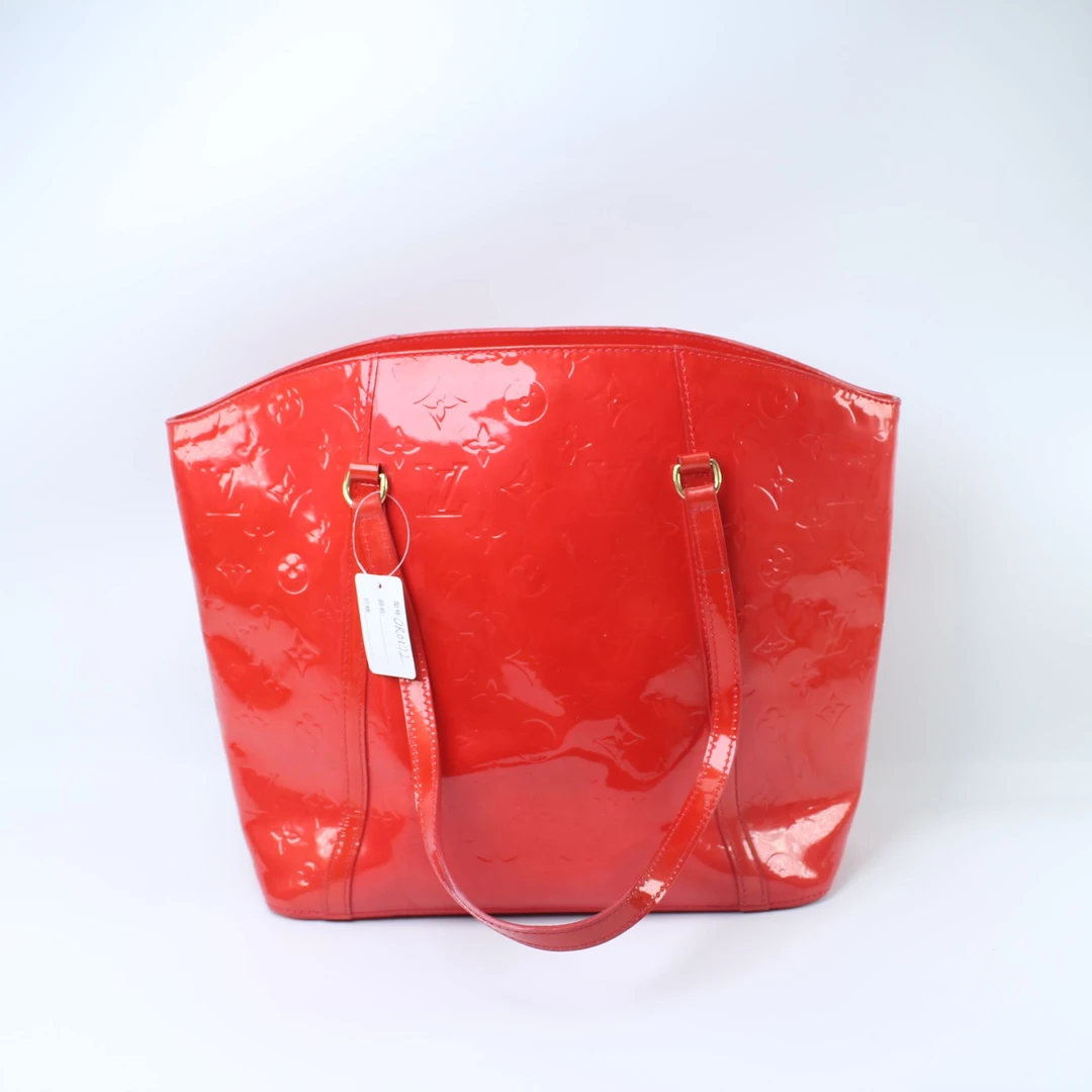 90新 LouisVuitton/路易威登 红色漆皮托特手提腋下包DR0172
