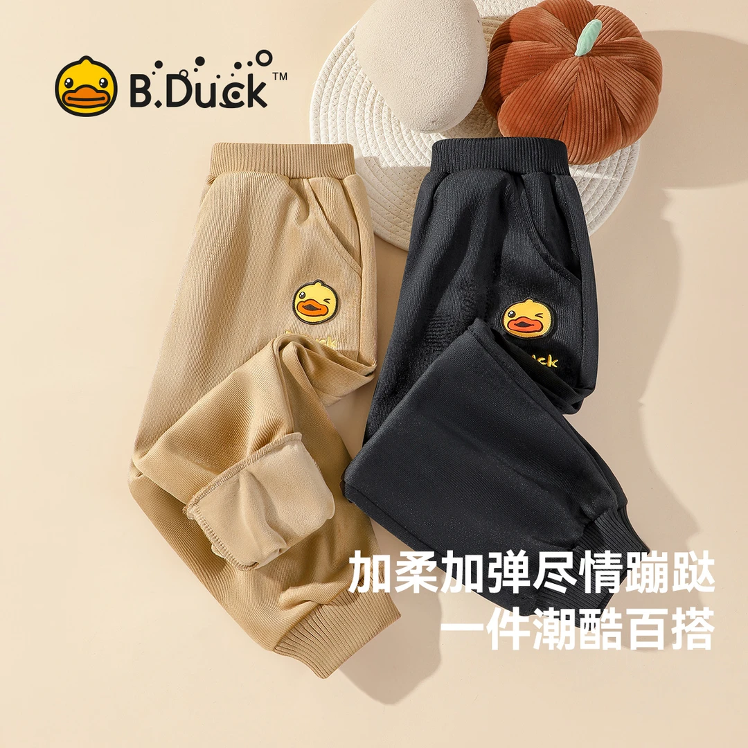 B.Duck小黄鸭儿童休闲裤子冬季男女童新款保暖加绒长裤 BF5457020