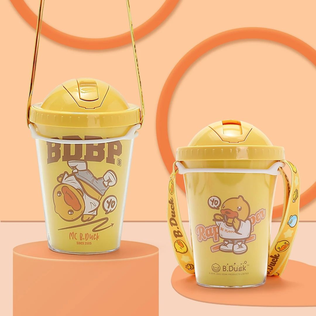 B.Duck小黄鸭儿童吸管时尚水杯不漏水380ML便捷吸管杯 BP7306906