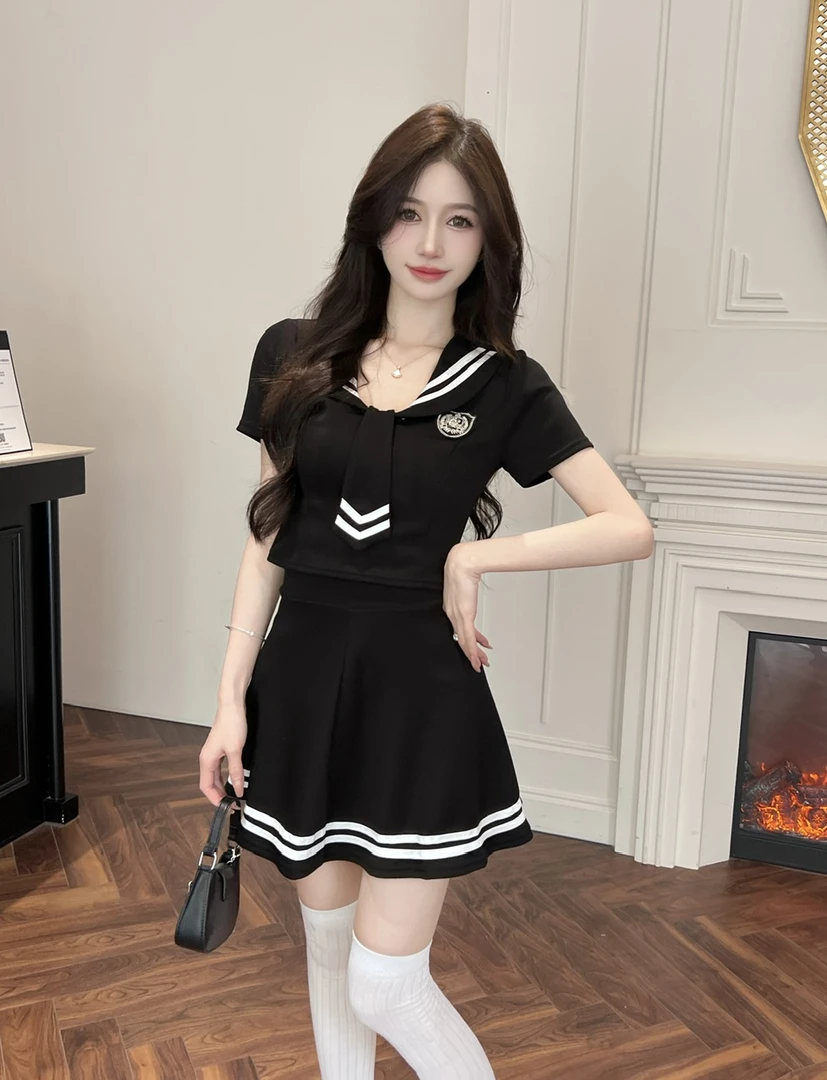 性感日本学院风校园学生服装技师上班衣服海军风水手服制服a字裙