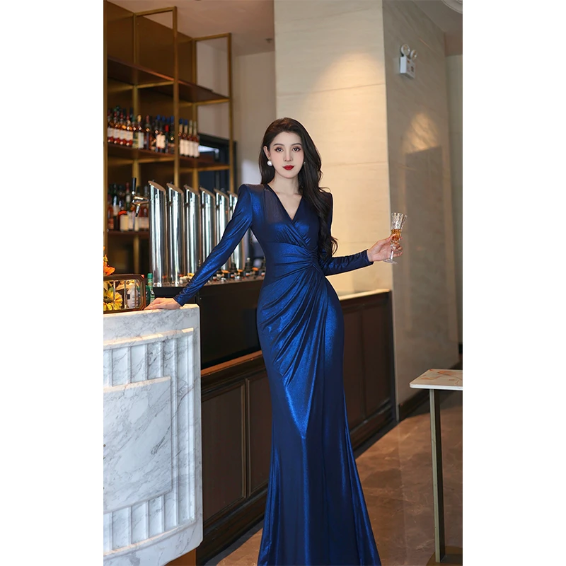 【尤克菲儿】原创设计轻奢针织烫金复古修身名媛气质优雅连衣裙