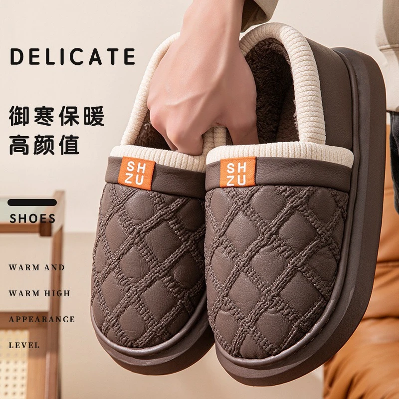 高品质棉鞋男冬季室内家居防水居家园包跟保暖棉拖鞋加厚保暖棉鞋