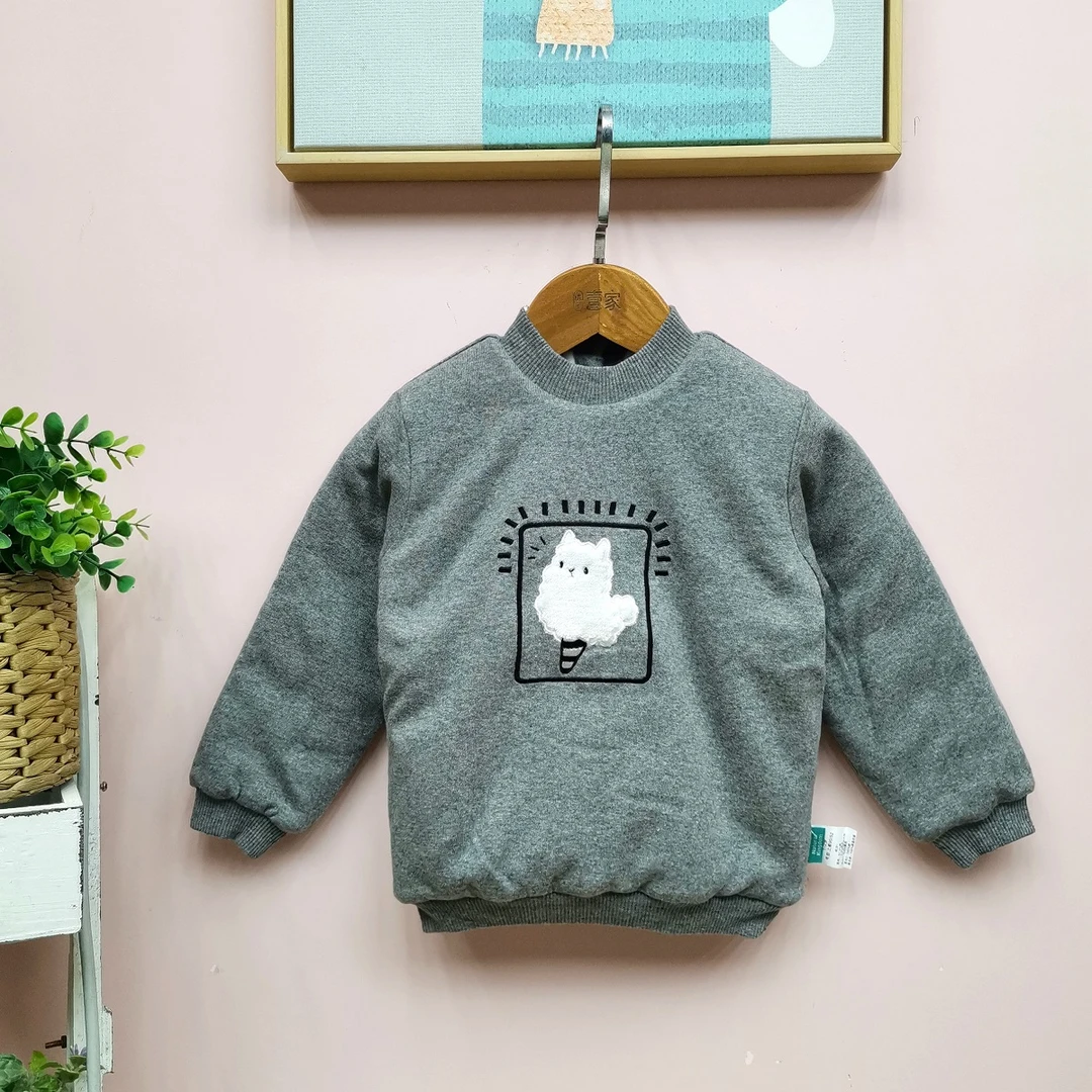 优儿宝贝【缤纷糖果】冬儿童夹棉T恤1142108小童宝宝加绒加厚棉T恤