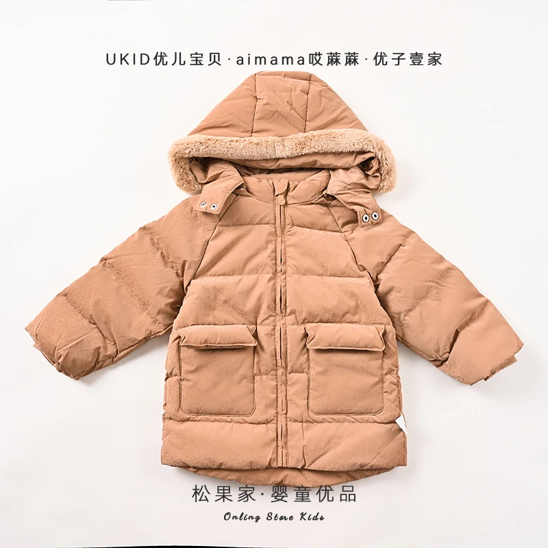 优儿宝贝【雪域冬日】冬儿童羽绒服1041713小童时尚活帽长款羽绒服
