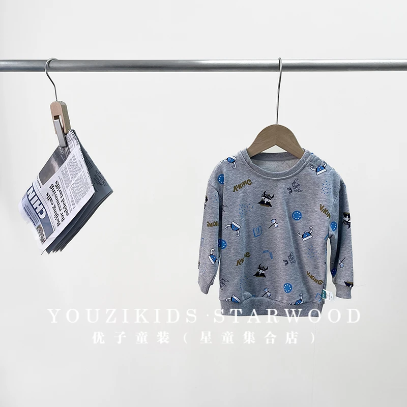 优儿宝贝【维京传奇】春秋儿童卫衣1011101小童宝宝时尚百搭满印T恤
