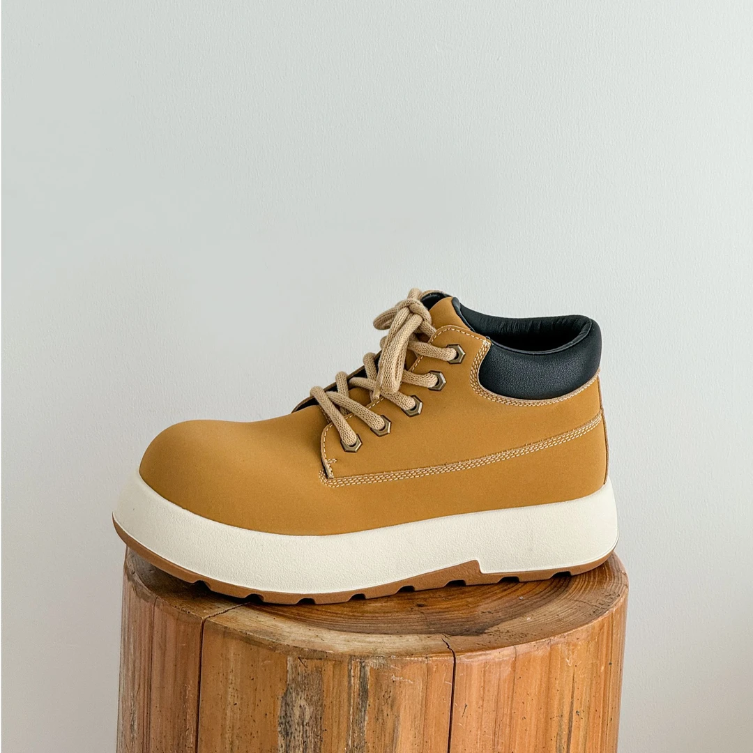 马丁靴男百搭款2024秋冬隐形内增高7cm户外防滑耐磨大黄靴工装靴