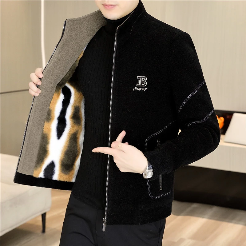 男士毛呢外套秋冬季潮流加绒加厚短款夹克青年帅气高品质呢子大衣