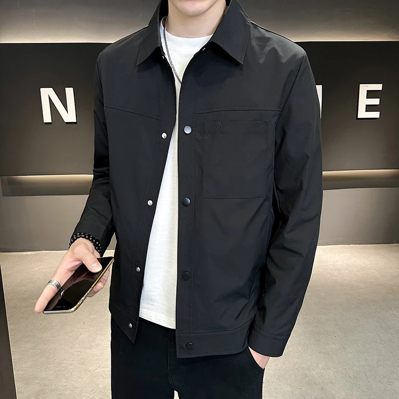 春秋季夹克男士韩版修身潮流薄款翻领外套青年帅气春装夹克衫上衣