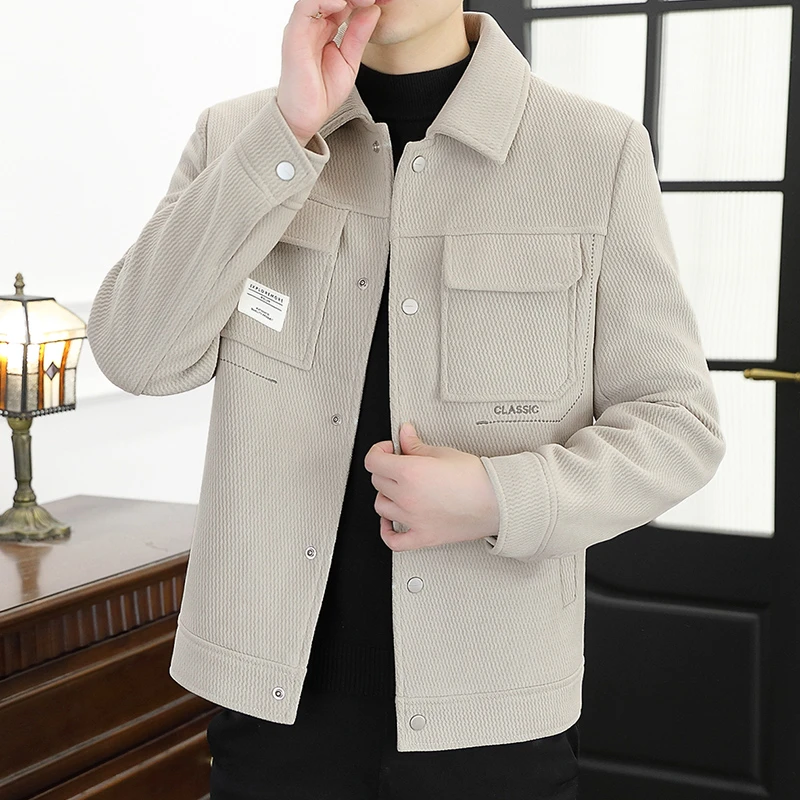 秋冬季夹克男士韩版修身潮流时尚休闲短款翻领夹克高品质秋装上衣