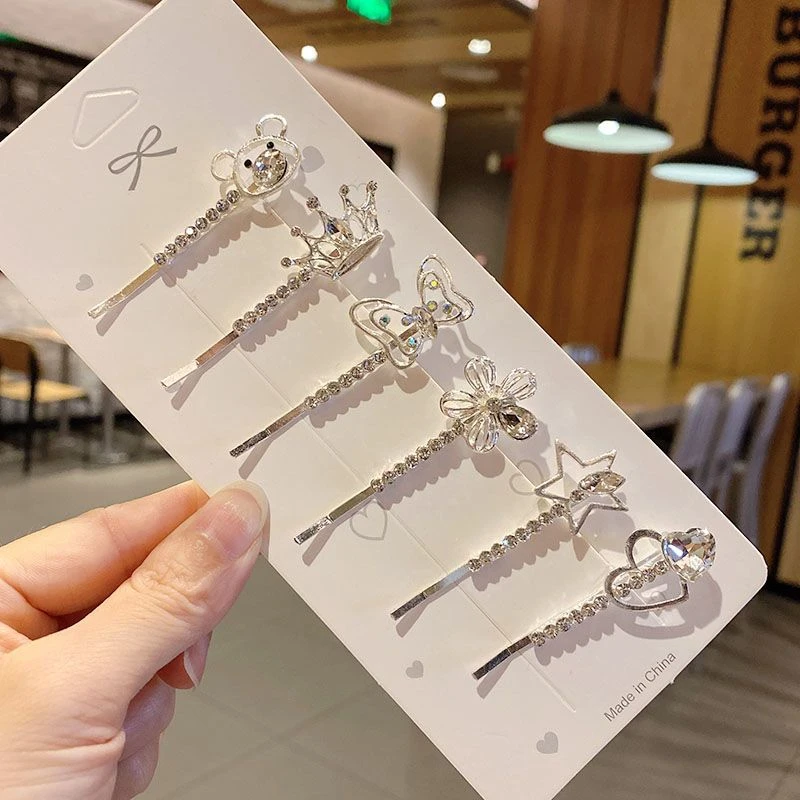 非金属发饰 网红新款水钻发夹侧边一字夹韩国刘海超仙高级感发夹