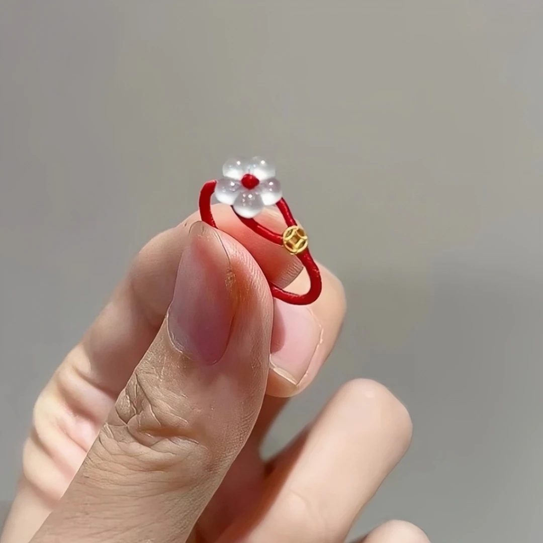 非金属亚克力戒指 有钱花戒指手工编织指环新中式时尚简约编绳
