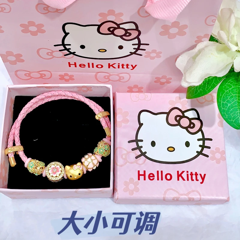 铜合金手链 Hello Kitty手链转运珠抽拉手绳可爱猫咪送闺蜜小众