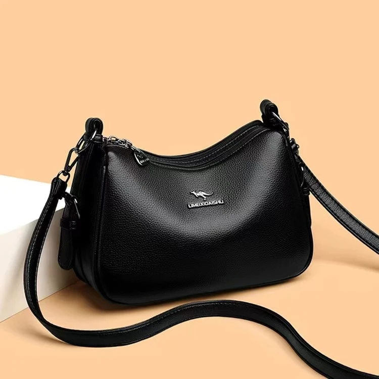 袋鼠女包2024新款妈妈包大容量百搭单肩斜挎包中老年女真皮包5783