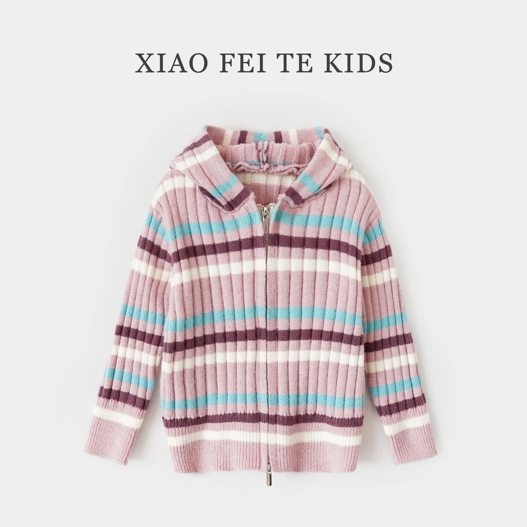 小菲特冬季新款女童装衣服中大童时尚儿童加厚开衫毛衣MFYD43851