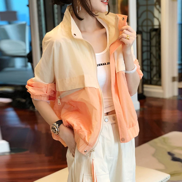 时尚长袖夏季薄款防晒服户外运动休闲防晒衣韩版透气百搭短款外套