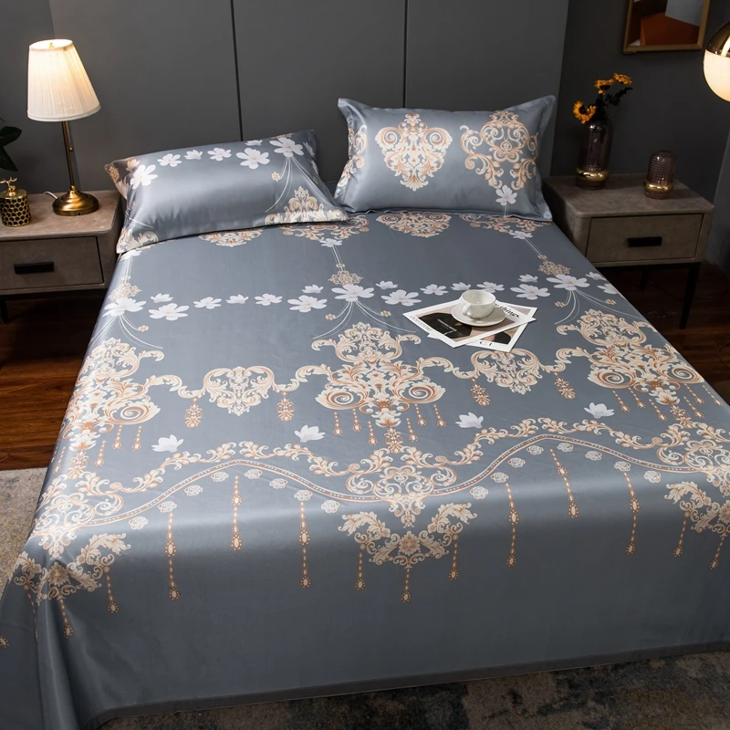 夏日凉感冰丝席三件套床单款1.5m1.8米可机洗亲肤清凉空调软席子