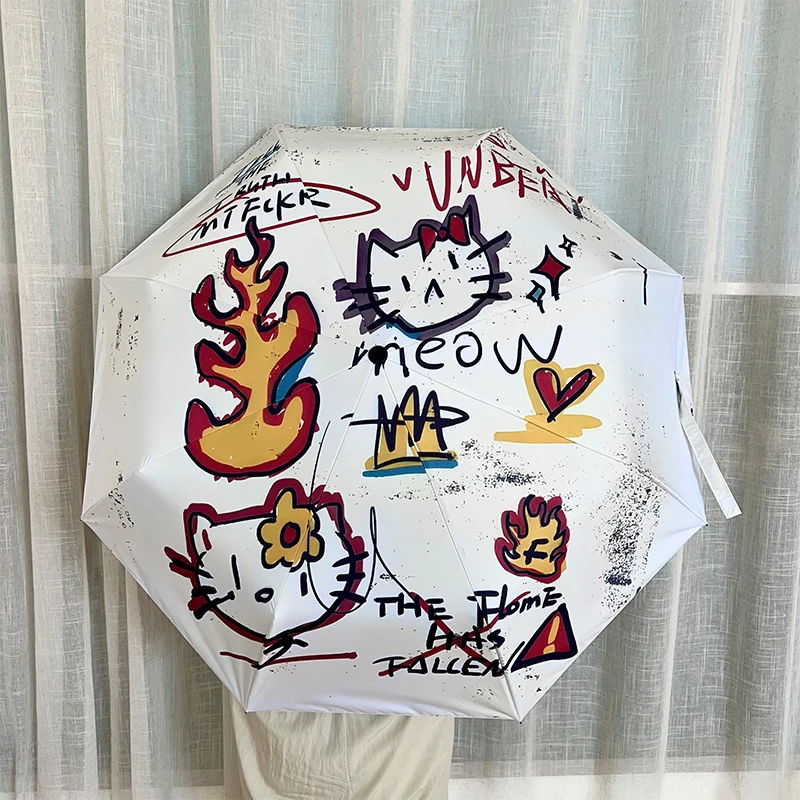 个性可爱气质kt雨伞全自动晴雨两用防晒紫外线遮阳伞遮阳黑胶太阳