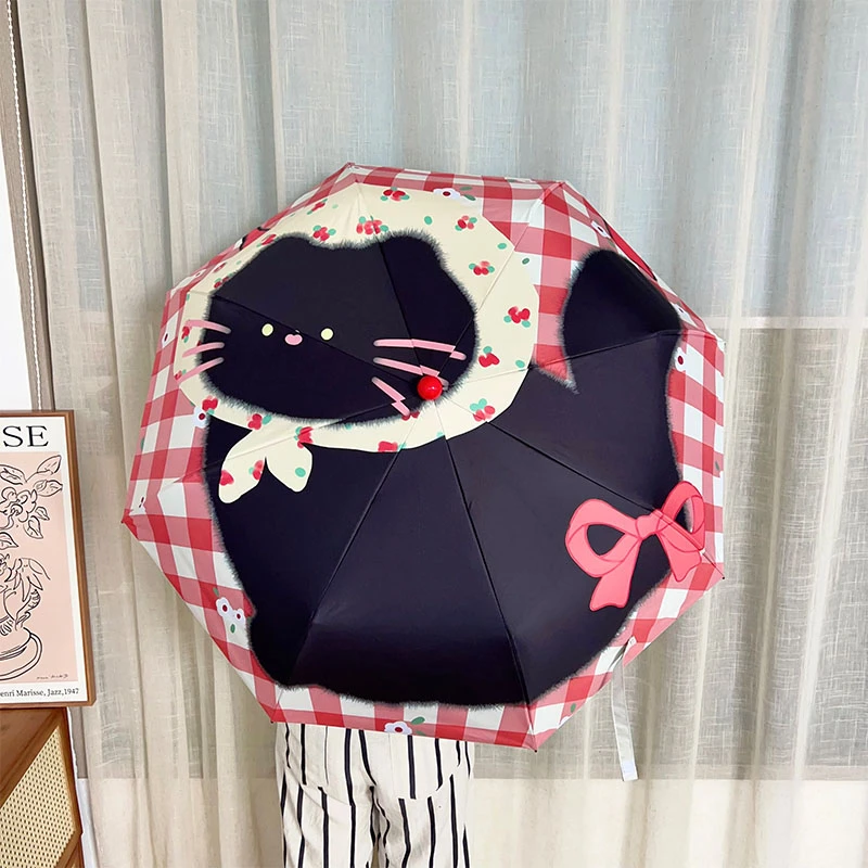 可爱猫咪雨伞全自动折叠高颜值太阳伞晴雨两用防晒紫外线遮阳伞女