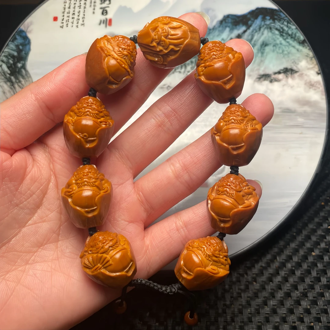 包衣钟馗手串手链橄榄核雕刻文玩工艺品核雕