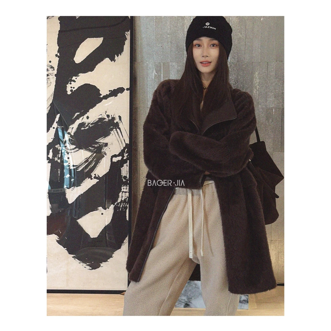 88-【贵妇缘】宝儿家含幂BI11924410冬季复古美拉德小立领软糯大衣