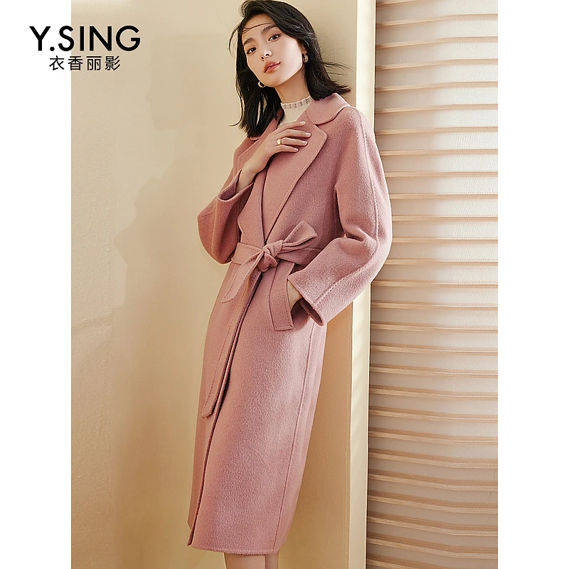 衣香丽影冬季新款长款宽松纯色韩版毛呢大衣