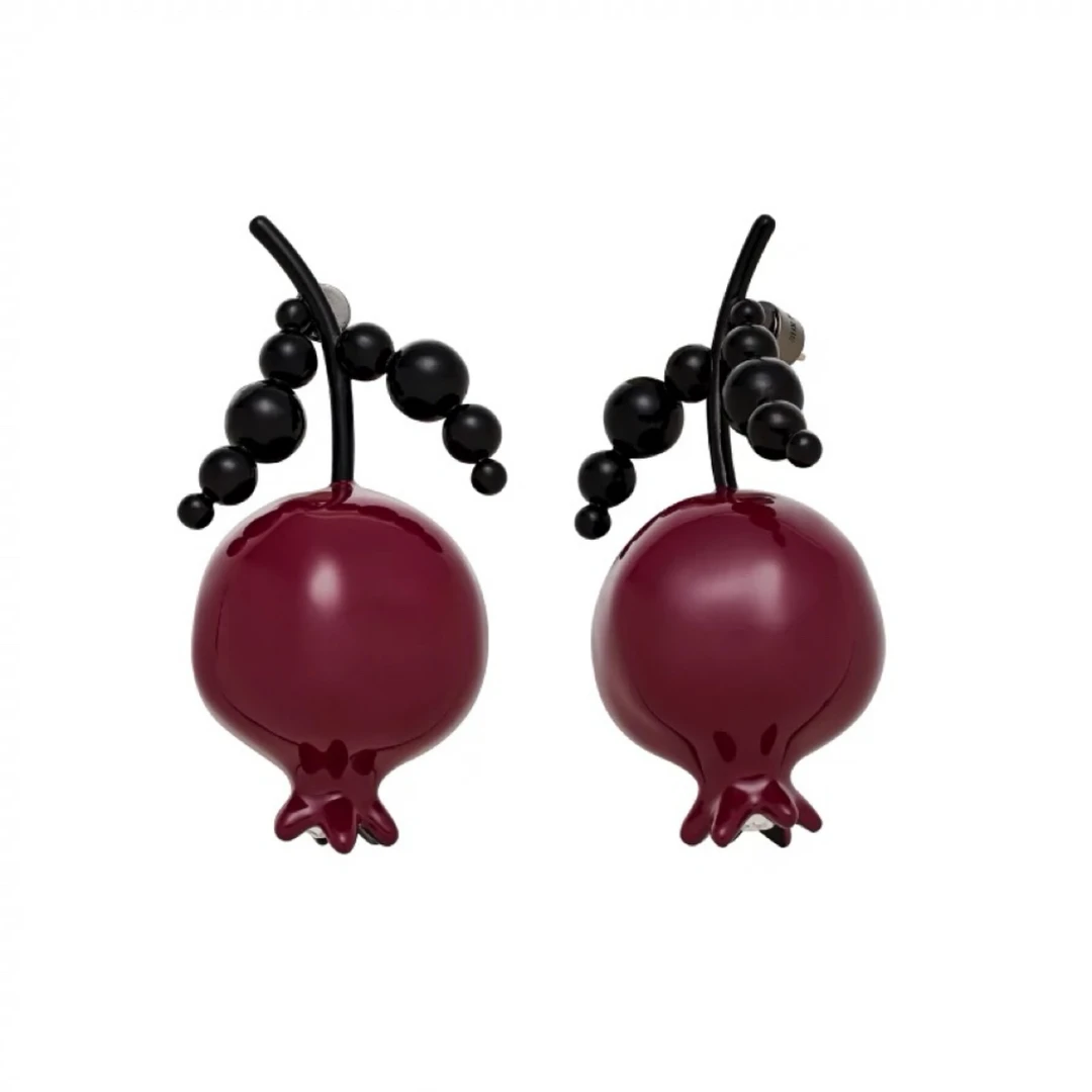 铜合金珐琅耳饰 高级感石榴耳饰女时尚个性夸张水果珐琅滴釉耳环